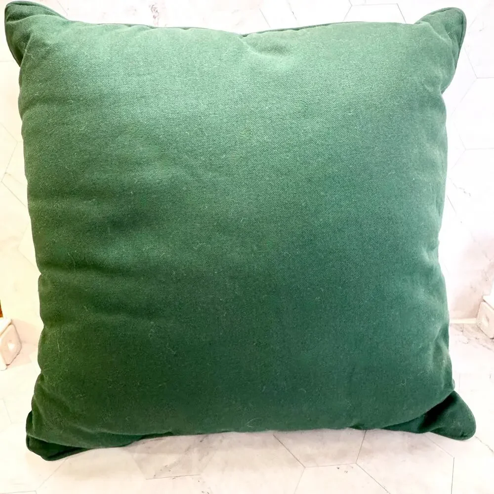 Vintage Christmas Tapestry Decorative Pillow Angel Harp Floral Green 16x16